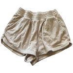 Offline by Aerie Beige Smiley Face Terry Cloth Lounge Shorts XS Tan Photo 0