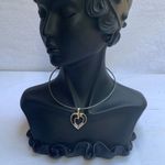 Women's Silver and Black Heart Pendant, Sterling Silver Fine Love Jewelry Photo 2