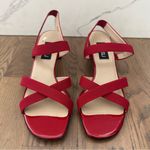 Like New Van Eli Block Heel Cross Strap Patent Leather Sandal Cherry Red 9.5B Size 9.5 Photo 4