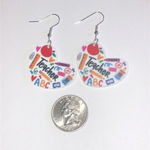 Colorful Teacher Heart Earrings Red Photo 1