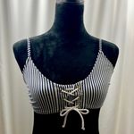 Xhilaration  nautical blue and white stripes bikini top size large Photo 0