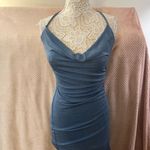 J Lux Label Blue Stretch Cowl-neck MIDI Dress Photo 1