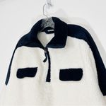 Faherty  Cortina High Pile Fleece Pullover in Bright White Size Medium Photo 3