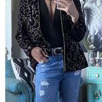 Patra Velvet Lurex Floral Jimi Hendrix Style Jacket Size 8/medium Made in USA Blue Photo 1