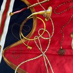 Nicole De Beauvoir Paris Equestrian Scarf Square Red Navy gold Horse 30x30 Photo 4