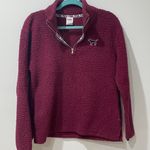 PINK - Victoria's Secret Maroon Sherpa Zip Up Sweater Photo 0