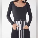 BDG  Ruby Striped Zip-Front Skirt Denim Black White Monochrome Mini Skirt Medium Photo 0