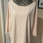 Talbots  Pink Boat Neck 3/4 Sleeve T-Shirt 3X Embroidered Scallop Hem Cotton Photo 0