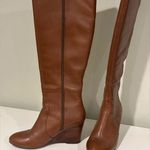 Nine West Tan Tall Leather UpperTextile Lining Wedge Wide Calf Boots Sz 7.5 Photo 0