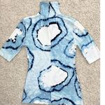 Norma Kamali  Blue Tie Dye Turtleneck Short Sleeve Blouse Photo 7