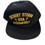 Vintage Black Men’s Desert Storm Persian Gulf USA Military Hat Cap Snapback Photo 0