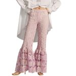Anna Sui for FREE PEOPLE Pink Floral Lace Pants, Size L, New w/o Tag MSRP $559 Photo 3