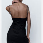 ZARA  Draped Linen Beaded Strap Mini Dress Sz L Photo 5