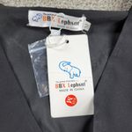 BBX Lephsnt Faux Wrap Dress Womens M Black Pleated Long Puff Sleeve Midi New Size M Photo 1