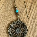 New flower dangle drop earring beaded gem boho nature neutral pretty Brown Photo 2