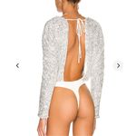 Lovers + Friends Silver Sequin Ginger Faux Wrap Open Back Bodysuit Small Photo 2