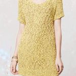 Anthropologie Tunic Moth Julliet Knit Sweater Yellow Short Sleeve Sz M GUC Photo 0