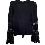 Kobi Halperin Black Tie Front Crochet Flare Bell Sleeve Knit Cardigan Size Small Photo 2