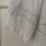Old Navy  Peasant 100% Cotton White Ruffled Tie Front Blouse‎ Crochet Size Large Photo 2