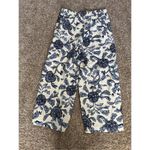 Joie  Wide Leg Crop Floral Pants Women’s 8 Pockets Linen Blend Blue/White Summer Photo 6