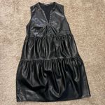 Tart  woman’s black vegan faux leather tiered mini dress‎ NWOT SMALL Photo 2