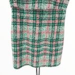 Cooper and Ella Pink Green Plaid Print Back Cutout Short Sleeve Dress size Small Photo 4