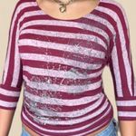 Mudd Y2K Marron Striped 3/4 Sleeve Dolman Top Photo 0