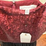 Dress the Population  Kady Dress Womens Size S Merlot Red Sequin Midi Tulle Dot Photo 2