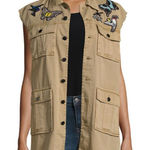 Cinq a Sept Canyon Embellished Cotton Vest Shacket Tan Size XS Photo 0