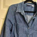 Chico's Women’s Chico’s long sleeve button down shirt chambray blue sparkle plus size 2 Photo 2