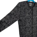 Vintage Angelli Zephyr Wool Black & Silver Floral Knit Cardigan Photo 1