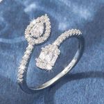 Boutique Water Drop Cubic Zirconia Cuff Ring  Photo 1