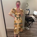 Farm Rio  Cream Delicate Flower Arabesques Premium Linen Midi Dress S Photo 3