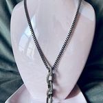 Silver Gold Mixed Metal Chunky Chain Necklace Pave Diamante Pendant Y2K Photo 0