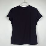PUMIEY Women's Crew Neck Short Sleeve Top Double Lined Slim Fit T Shirts Black L Size L Photo 3