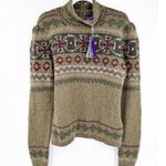 Ralph Lauren Intarsia-Knit Mockneck Sweater Wool Cashmere Hand Knit Sweater L Photo 8