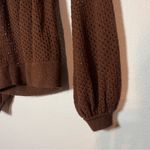 Catherine Malandrino  Open Knit Sweater Chocolate Brown Baby Alpaca Size Small Photo 4