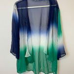 Soft Surroundings  100% Silk Duster Kimono Cardigan One Size Ombre OS Green Boho Photo 1