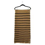 English Factory  Stripe Tan Black Knit Pencil Midi Skirt Sz L Photo 2