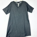 Ming Wang  Cotton Shift Dress Size Small Split Neck Pockets Charcoal Grey Office Photo 0