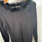 Max Studio Vintage Y2K Small Sweater Feather Trim Black Long Sleeve Rayon Blend Photo 1