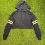 SheIn  navy blue and white cropped hoodie with striped sleeves (S) Photo 0