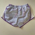 Nike  Dri-Fit Running Shorts L Purple Swoosh Print Lightweight Activewear Photo 1