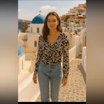 INC Long‎ Sleeve Shirt Floral Black and Pink Size M Size M Photo 1