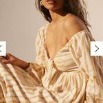 Anthropologie Yellow Gold White Boho Embroidered Sweetheart Maxi Dress XXS NWT Photo 1