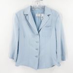 Emma James  Women's Blue Button Up Linen Long Sleeve Blazer Jacket Size 6 Photo 0