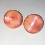 Vintage Glazed Ceramic Pink and Cream Round Earrings Photo 1