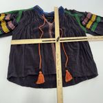 Urban Outfitters  Blouse Womens XS Boho Peasant‎ Top Tassel Multicolor Flowy Photo 5