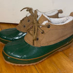Bass Tamarack Rain Moccasin Shoes Womens Size 8 Green/Brown Leather Rubber Brown Photo 0