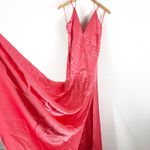 Lexi Clothing The Bali Maxi Dress Size 6 Pink Satin Lace Up Back Plunge Cocktail Photo 10